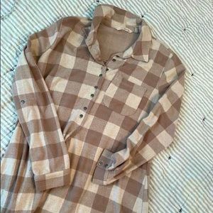 Long oversized plaid shirt